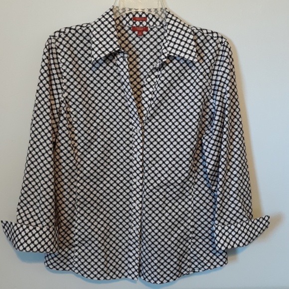 Talbots Black and White Print Shirt, size 10 - Picture 1 of 4